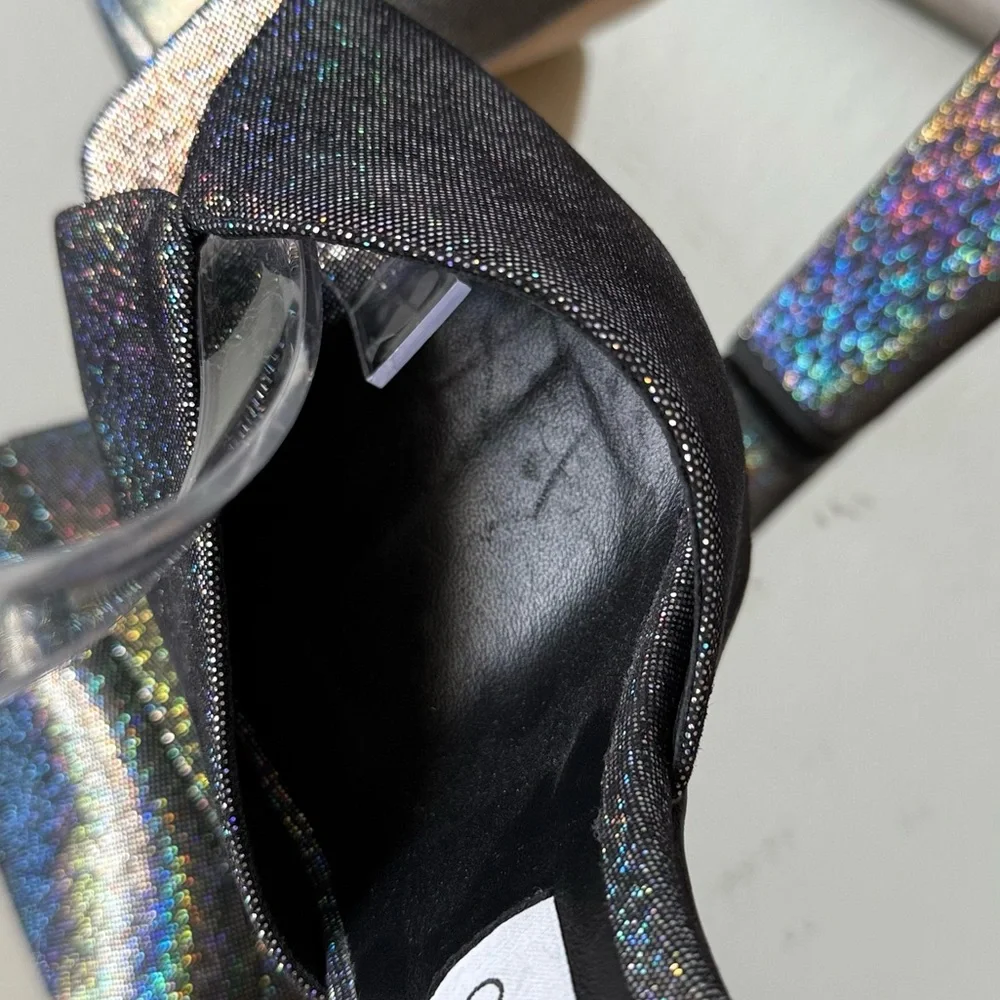 New JIMMY CHOO Sacaria Glitter Platform Sandal $925 40